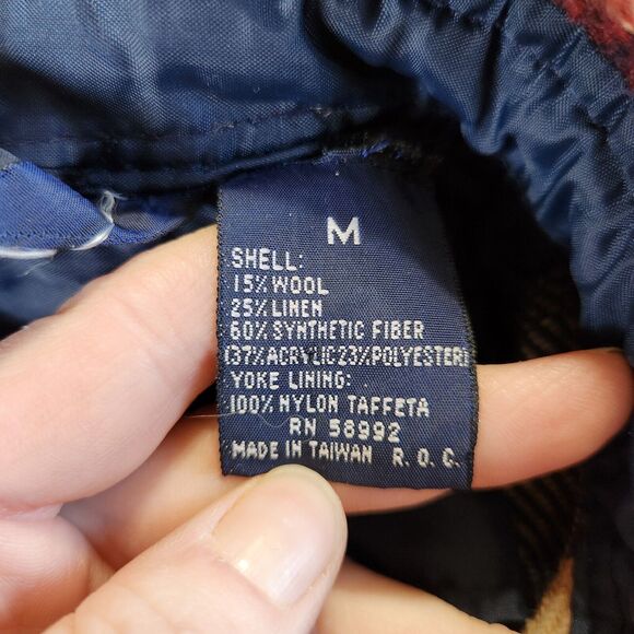 M Vtg Hunting Shacket Wool Linen Heritage Plaid Thick Heavyweight Flannel Retro - Picture 9 of 10